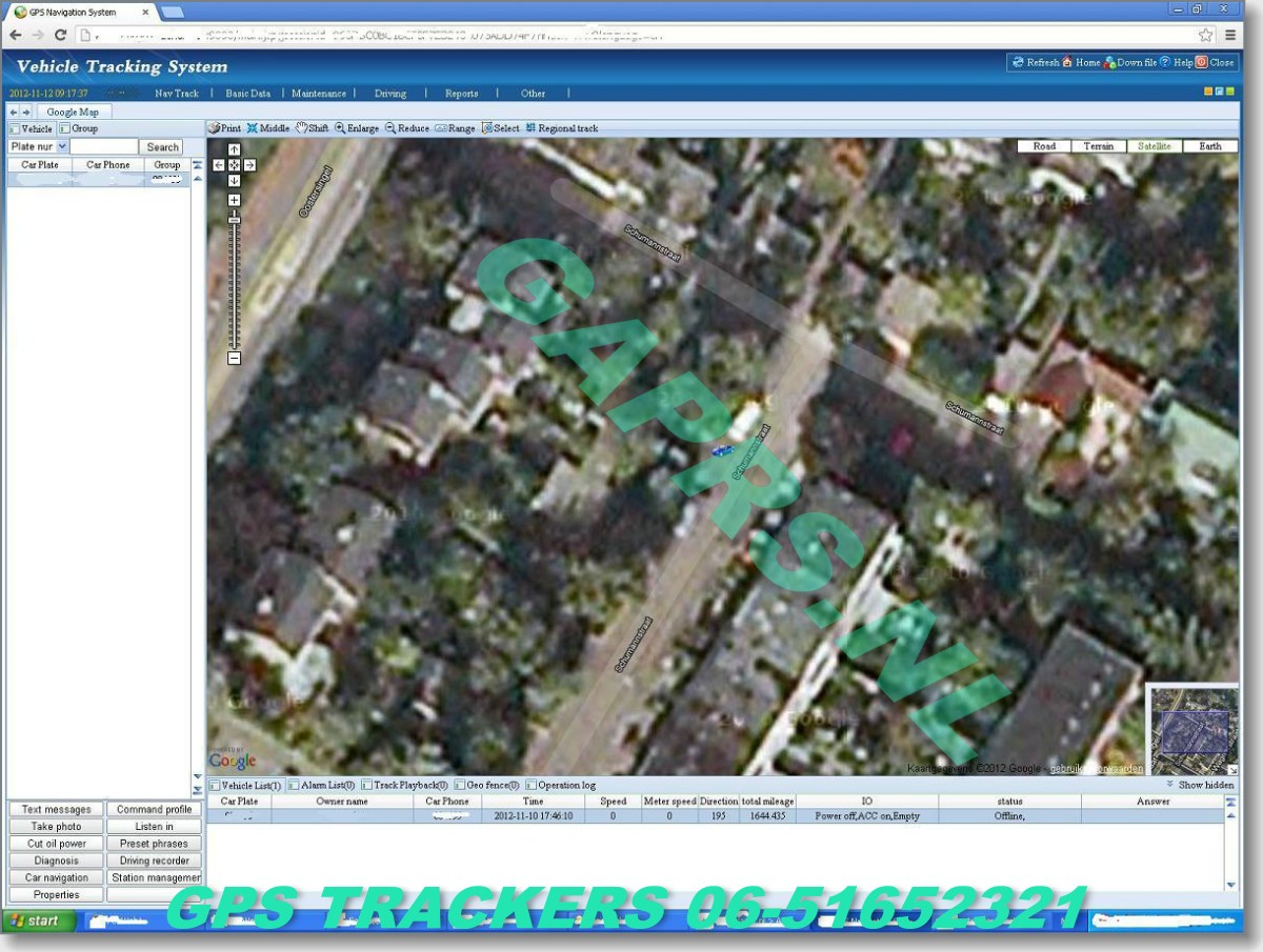 Rondlopen op de Haagsche markt, GAPRS magnetische gps tracker kaart ingezoomd op satellietbeeld